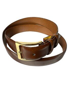 Cole Haan Mens Brown Leather Belt With Gold Buckle 47"